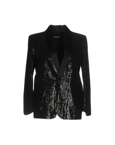 Shop Dsquared2 Woman Suit Jacket Black Size 4 Cotton, Silk