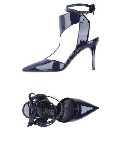 Shop Ferragamo Pump In Dark Blue