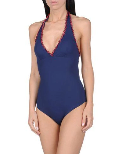 Shop Vilebrequin One-piece Swimsuits In Dark Blue