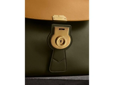Shop Burberry The Medium Dk88 Top Handle Bag In Moss Green/ochre Yellow
