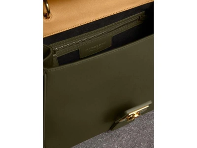 Shop Burberry The Medium Dk88 Top Handle Bag In Moss Green/ochre Yellow