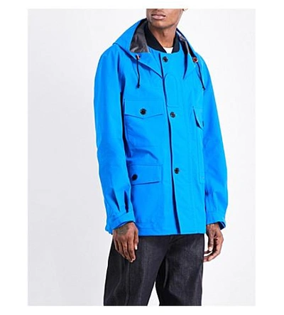 Shop Junya Watanabe Hooded Shell Jacket In Blue