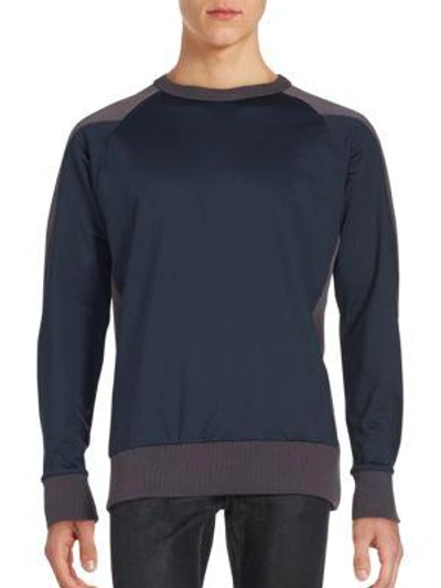Yohji Yamamoto Colorblock Raglan Sleeve Sweatshirt In Navy