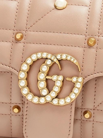 Gucci Gg Marmont Matelasse Imitation Pearl Leather Shoulder Bag 