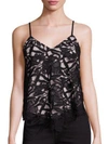 Alice And Olivia Emmeline Lace Top In Black Nude