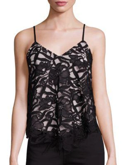 Alice And Olivia Emmeline Lace Top In Black Nude