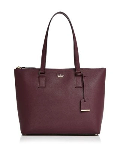 Shop Kate Spade New York Cameron Street Lucie Saffiano Leather Tote In Deep Plum/gold