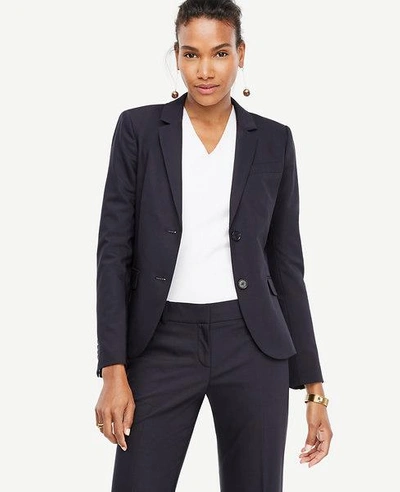 Shop Ann Taylor Tropical Wool Two Button Jacket In Dark Navy