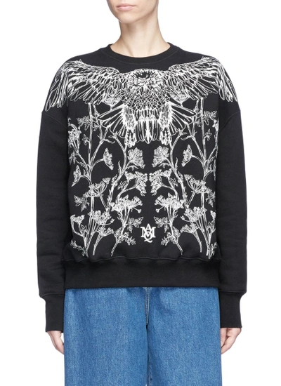 Shop Alexander Mcqueen Falcon And Floral Embroidered Sweatshirt