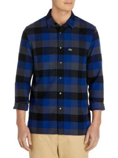 Shop Lacoste Plaid Cotton Button-down Shirt In Multi