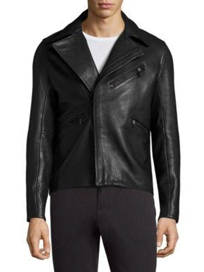 Shop J. Lindeberg Leather Jacket In Black