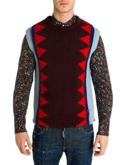 Shop Dsquared2 Geometric Patterned Wool Sweater In Black