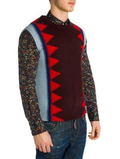 Shop Dsquared2 Geometric Patterned Wool Sweater In Black
