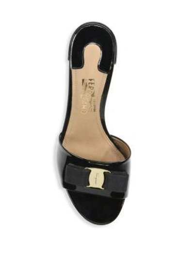 Shop Ferragamo Eolie Leather Slides In Black