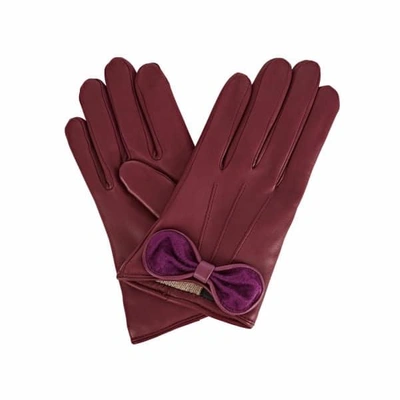 Shop Gizelle Renee Polly Purple Leather Gloves With Plum Cashmere