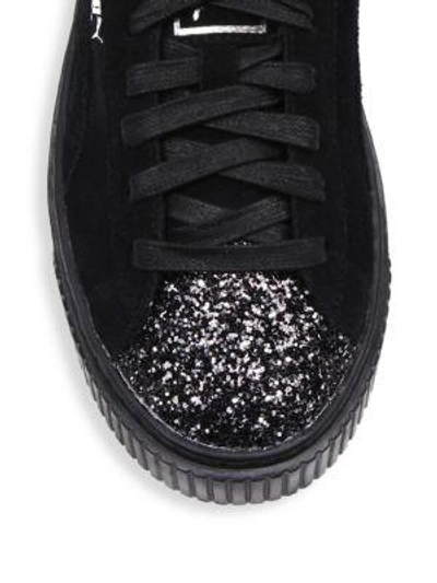 Shop Puma Glittered Suede Low-top Sneakers In Black
