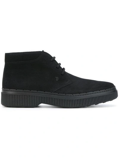 Shop Tod's Chunky Sole Desert Boots In Black