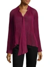 Derek Lam 10 Crosby Long-sleeve Pleated Blouse In Plum