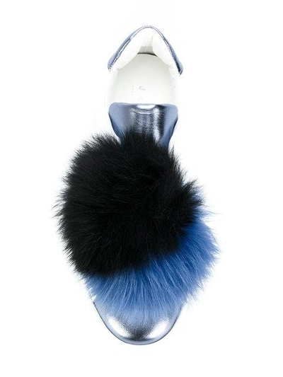 Shop Joshua Sanders Fur Pom Pom Sneakers