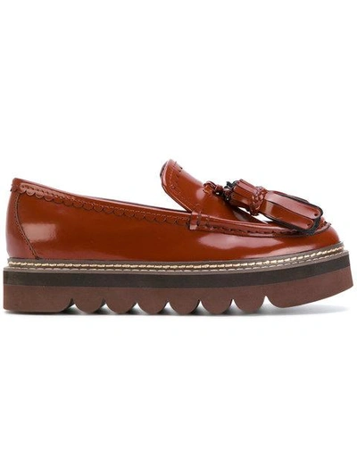 Shop See By Chloé Tassel Detail Loafers In Brown