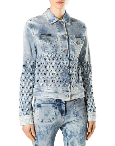 Shop Philipp Plein Denim Jacket "fayette" In California Blue