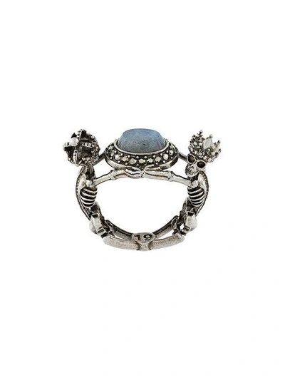 Shop Alexander Mcqueen Skeleton Jewel Ring In Metallic