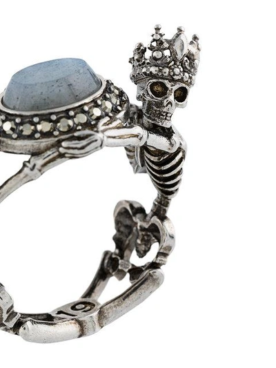 Shop Alexander Mcqueen Skeleton Jewel Ring In Metallic