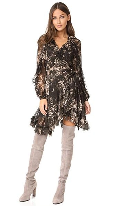 Shop Zimmermann Maples Feathery Wrap Dress In Floral