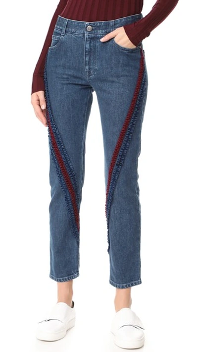 Shop Stella Mccartney The Boyfriend Velvet Ribbon Detail Jeans In Midnight