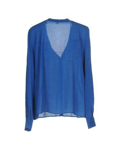 Shop Maje Solid Color Shirts & Blouses In Bright Blue