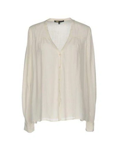 Shop Maje Solid Color Shirts & Blouses In Ivory