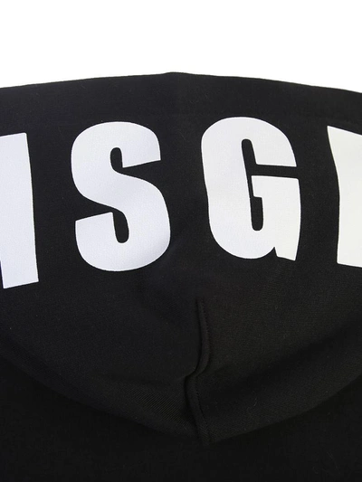 Shop Msgm Hooded Cotton Sweatshirt In Black