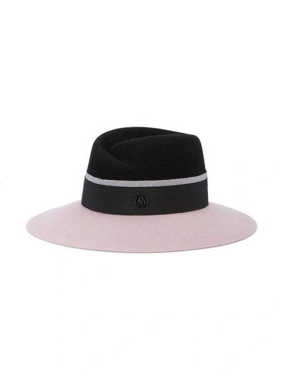 Shop Maison Michel Black And Light Pink Colour Block Virginie Hat - Purple