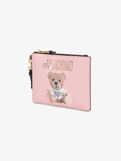 Shop Moschino Teddy Bear Print Clutch Bag In Pink & Purple