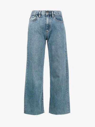 Shop Simon Miller Blue High Waisted Wide Leg Cropped Jeans