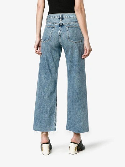 Shop Simon Miller Blue High Waisted Wide Leg Cropped Jeans