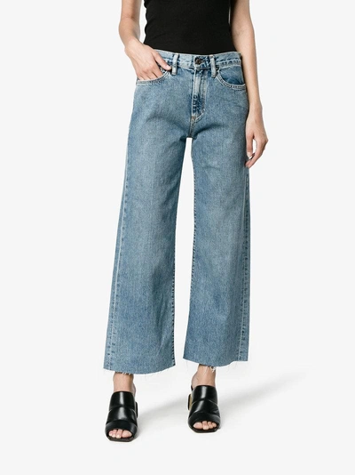 Shop Simon Miller Blue High Waisted Wide Leg Cropped Jeans