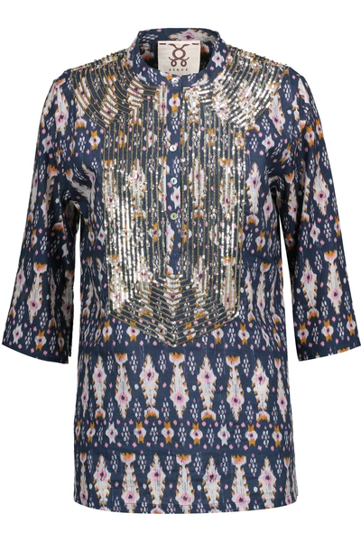 Figue Jasmine Sequin-embellished Printed Cotton-broadcloth Tunic