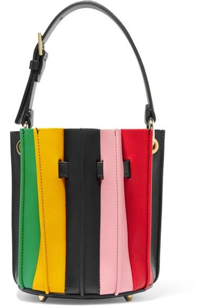 Shop Sara Battaglia Plissé Mini Leather Bucket Bag