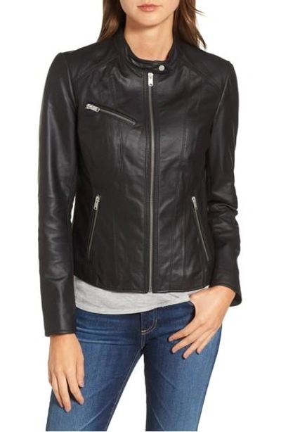 Shop Marc New York Andrew Marc Felicity Leather Moto Jacket In Black