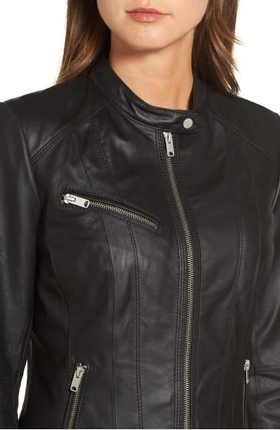 Shop Marc New York Andrew Marc Felicity Leather Moto Jacket In Black