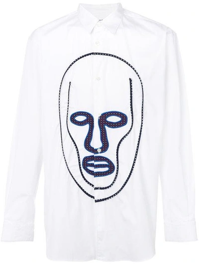 Shop Comme Des Garçons Shirt Embroidered Face Patched Shirt