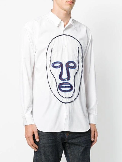 Shop Comme Des Garçons Shirt Embroidered Face Patched Shirt