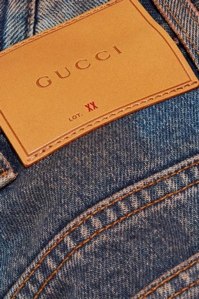 Shop Gucci Appliquéd Distressed Boyfriend Jeans