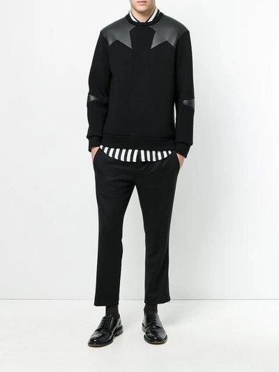 Shop Neil Barrett Cropped Regular Trousers In Black