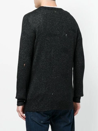 Shop Dondup Distressed Metallic Knit Pullover - Black