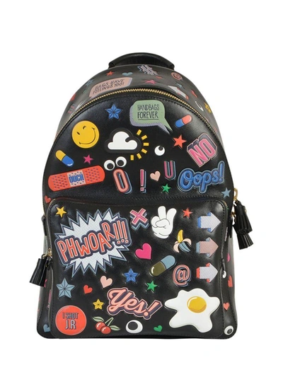 Shop Anya Hindmarch All Over Sticker Mini Backpack In Black