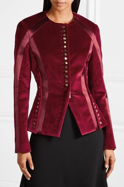 Shop Altuzarra Cavendish Silk Satin-trimmed Velvet Jacket