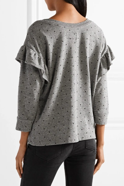 Shop Current Elliott Ruffled Printed Cotton-blend Terry Sweatshirt