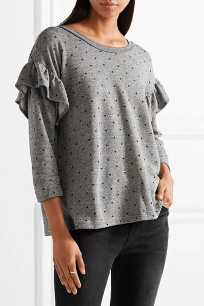 Shop Current Elliott Ruffled Printed Cotton-blend Terry Sweatshirt